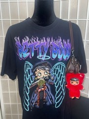 Betty Boop Graphic Motorcycle Biker Angel Wings T-Shirt