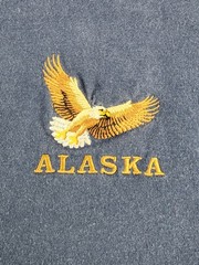 VINTAGE Alaska Eagle Shirt Mens Medium Embroidered 90s Single Stitch Adult A26