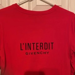 $650 Designer Rare GIVENCHY Men Red Slim Fitted Logo Print Long Sleeve Tee Top M