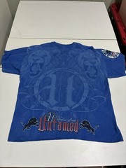 Untamed Lion Shirt XL Blue Y2K Grunge AOP Skater Streetwear Cyberpunk MMA Tapout