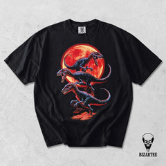 Vintage Raptors Dinosaur Blood Moon Graphic Tee, Jurassic Y2k Grunge Shirt, Birt