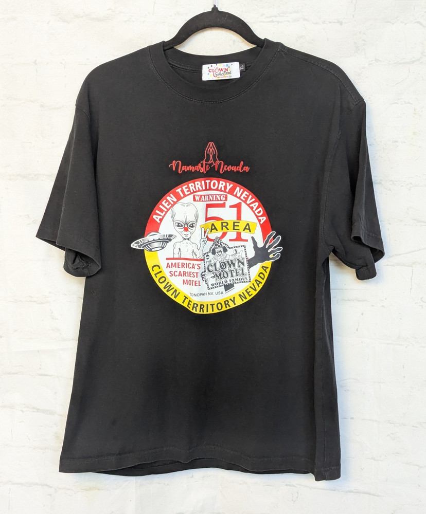 Clown Motel Area 51 Alien Territory Nevada Graphic T-Shirt Black Men’s Size XL