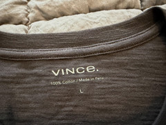 Vince sphere dark grey long sleeve henley shirt L mens NEW MS1309385