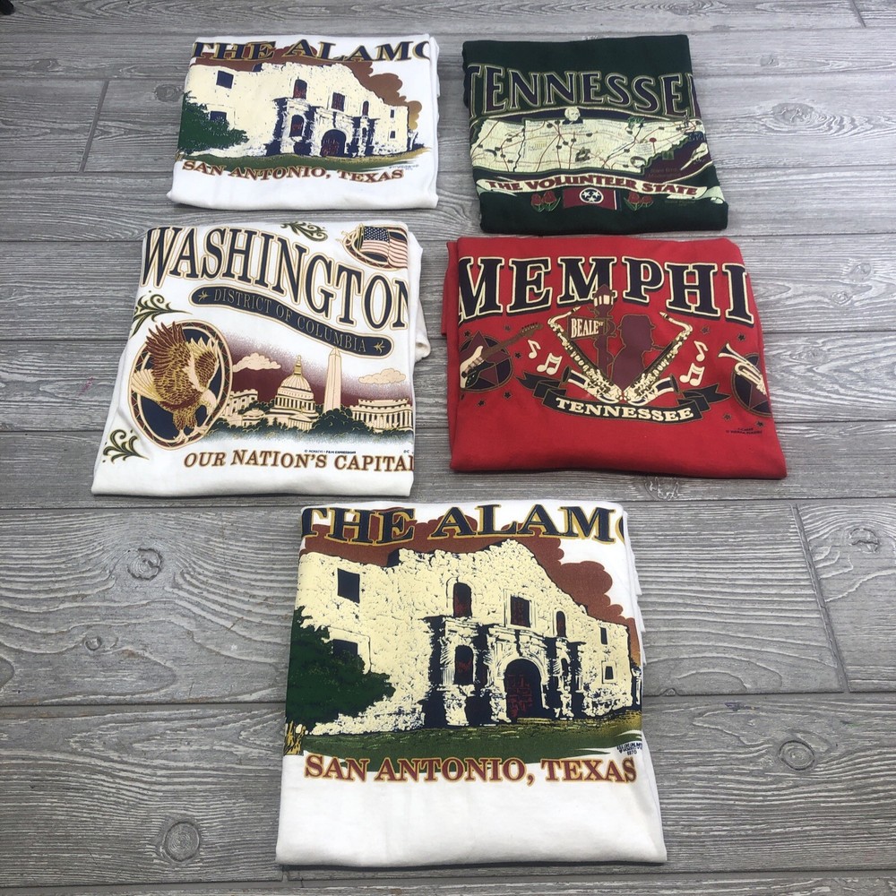 Lot Of 5 Vintage T-Shirts various sizes Men’s Puffy Print Multicolor