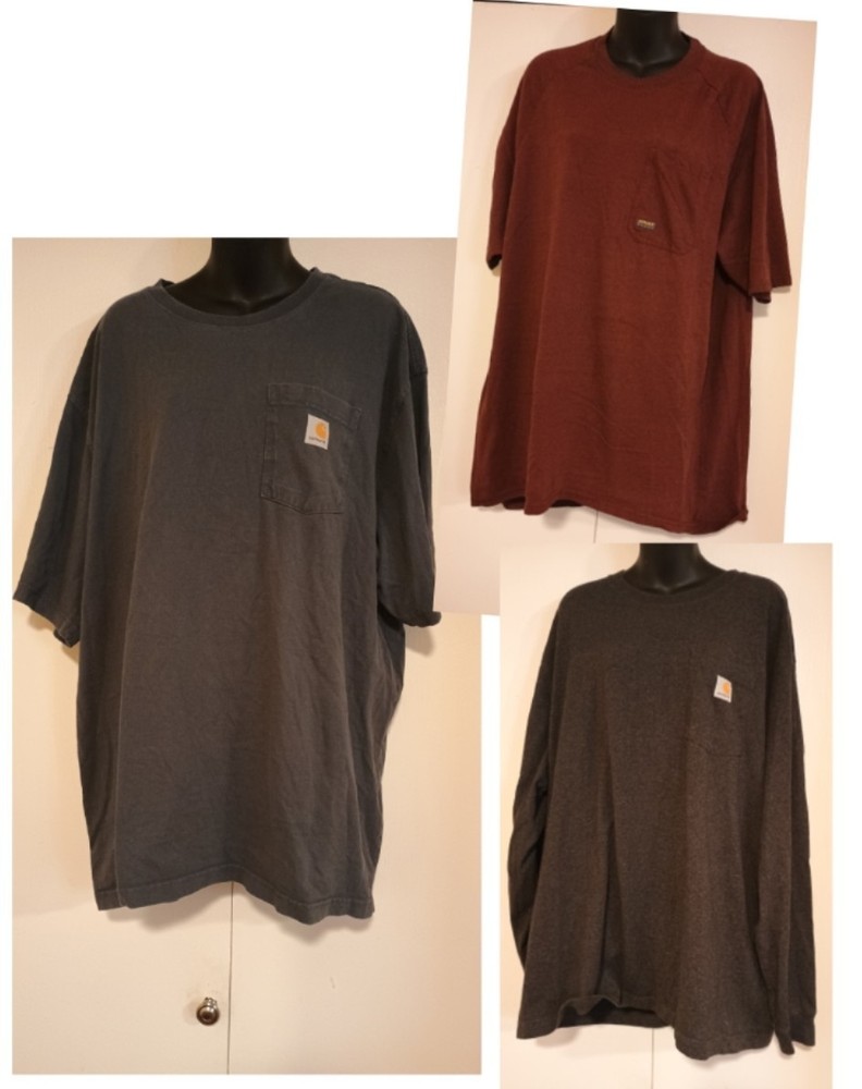 Carharrt & Ariat Men’s Size 2XL Work Tee Lot Of 3 Pieces Gray/Maroon