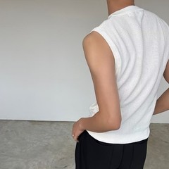 Men’s Ribbed Vest Sleeveless For Henry Collar Slim Fit Streetwear Sports Top