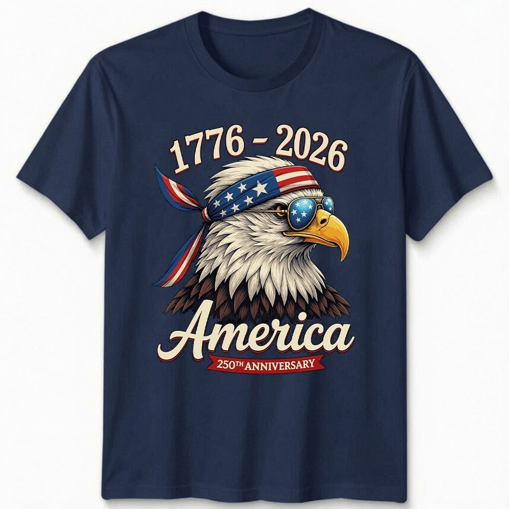250 Years America Anniversary 1776 Bald Eagle 250th Birthday US Flag T-Shirt