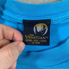 Vintage 90s The Venetian Las Vegas T Shirt Mens L Blue Made in USA Single Stitch