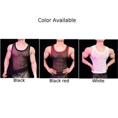 Men’s Sports Sleeveless Vest Sheer Mesh Tank Top Nightclub Party Shirt