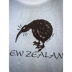 Vintage Kiwi Bird Shirt New Zealand Graphic Promo White Short Sleeve Tee Medium