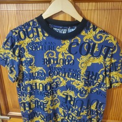 VERSACE JEANS COUTURE T-shirt Mens Baroque Logo All-Over Short Sleeve Size S