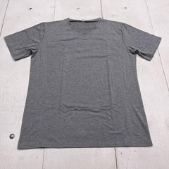 Solid Stretch Shirt Mens Large Gray V-Neck Tee Soft Jersey Basic Tagless Casual