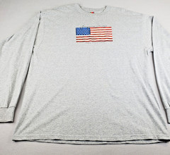 Academy Sports Long Sleeve Shirt Mens XXL 2XL Heathered Gray Flag America Unites