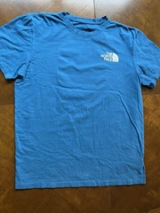 The North Face Box Logo ~ Never Stop Exploring ~ Soft ~ T-shirt Mens L Teal Blue