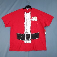 Men’s Heavy Cotton Christmas Holiday Short Sleeve Santa Claus Shirt Red Size 3XL