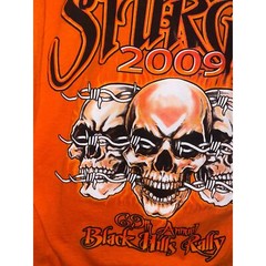 2009 Sturgis Black Hills Rally 69th Annual Orange Skull Shirt L Large 2000s
