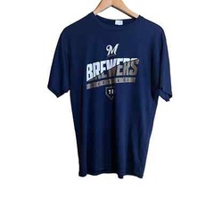 Augusta Sportswear Milwaukee Brewers Mens Navy Blue Performance T-Shirt Size M