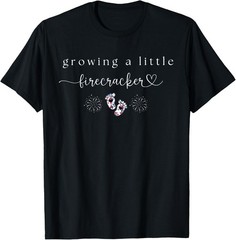 Retro Growing A Little Firecracker 4th of July Pregnancy T-Shirt