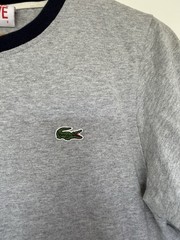 Lacoste L!VE Men’s Layered T Shirt Grey Marl Striped Hem Cotton Size 2 Small S
