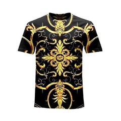 Luxury Baroque Style 3D Print Men’s T-shirts Fashion Round Neck Short Sleeve.