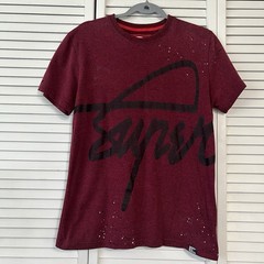 Superdry Sport NYC 1984 Men M Tee Burgundy Red Paint Splatter Top M10004SR