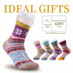 5 Pair Fuzzy Cozy Socks Women Warm Soft Casual Home Sleep Winter Wool
