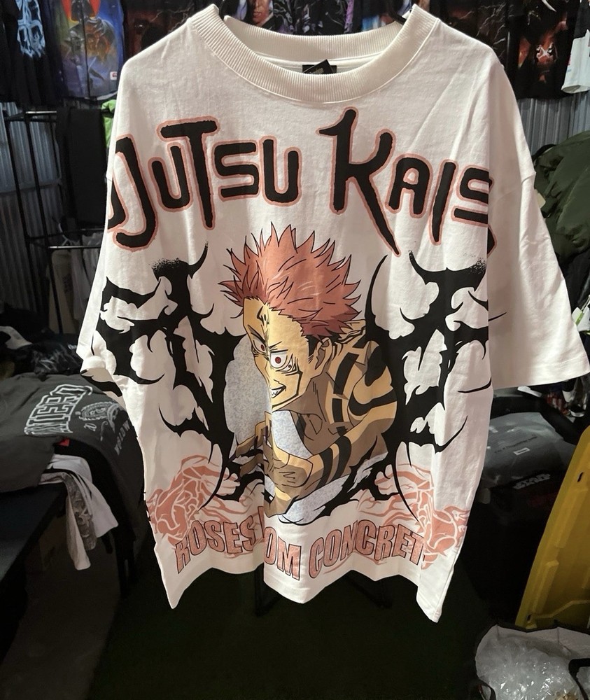 Civil Regime Jujutsu Kaisen Sukuna Graphic Logo White Crew Neck Tee L