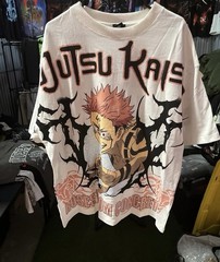 Civil Regime Jujutsu Kaisen Sukuna Graphic Logo White Crew Neck Tee L