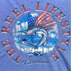 Caribbean Shirt Mens Medium Fishing Lifestyle Spell Out Coastal Streetwear