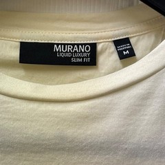 Murano Liquid Luxury Mens Medium Ivory Slim Fit Long Sleeve Shirt Graphic Patch