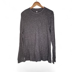 H&M Waffled Long Sleeve Top In Black Marl Size L