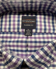 Dockers Battery Street Men’s 17-17.5 32/33 Blue Purple Check NWT