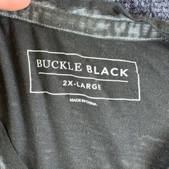 Buckle Black Burnout T-Shirt Mens 2XL Cotton V Neck Short Sleeve Everyday Wear