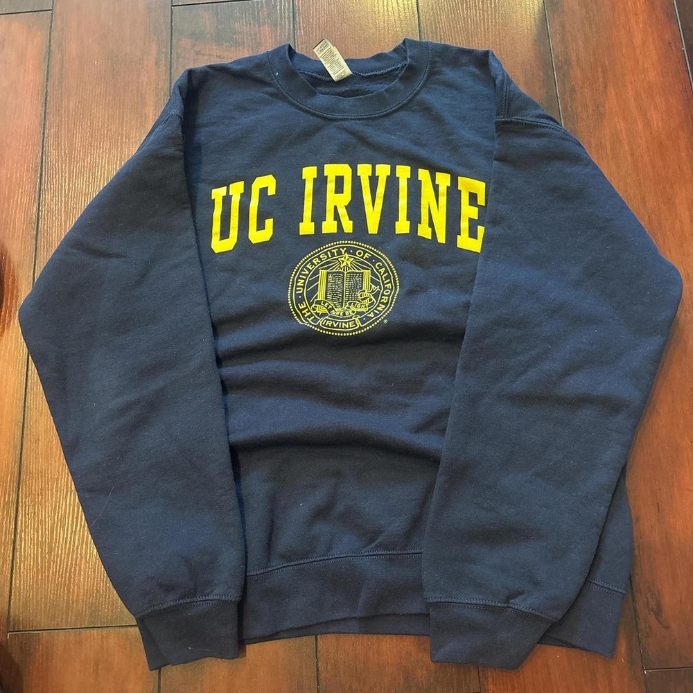 UC Irvine Crewneck Sweatshirt Navy and Yellow College Sweater