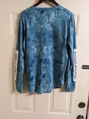 RARE Hollister Long Sleeve Shirt Tie Dye/Acid Wash Malibu Blue Men’s M Scalloped