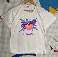 Vintage 60s Hawaii Tshirt Art Flower Floral Airbrush Medium Hawaiian Beach Retro