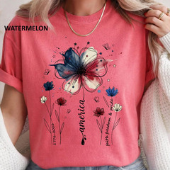 Comfort Colors American Floral Shirt Patriotic Wildflower USA 250th Tee