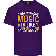 A Day Without Music Tekno Hip Hop Metal Mens Cotton T-Shirt Tee Top