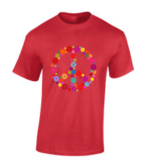 FLOWERS PEACE SIGN MENS T SHIRT RETRO SUMMER OF LOVE 80’S 90’S CLASSIC PRIDE
