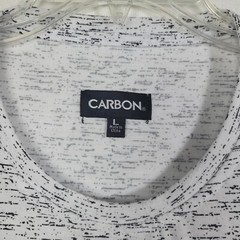 Carbon Mens T Shirt Size L Distressed White Gray Knit Rayon Crew Neck 70’s