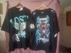 Mixed Brands Men’s Big & Tall Black Graphic Logo Crew Neck 3XL Lot of 2