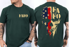 FAFO Skull Patriotic Grunge Style for Men 2 Sided FAFO Skull Front Back T-Shirt