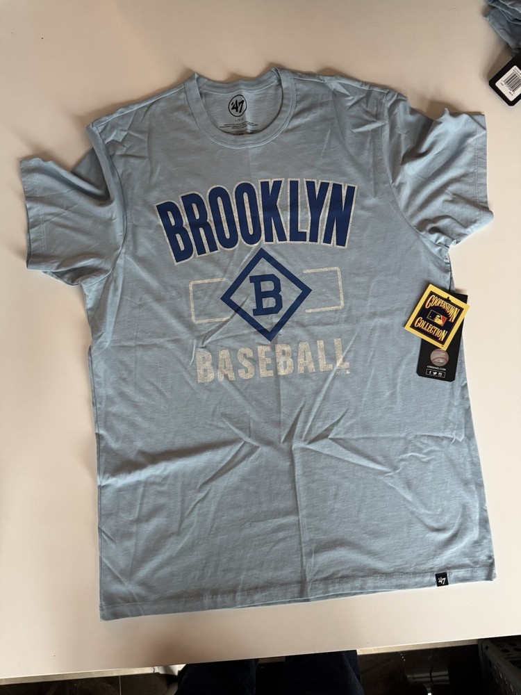NWT Brooklyn Dodgers Light “Gulf” Blue ’47 Cooperstown Collection Mens Large