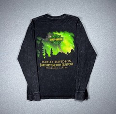 Harley Davidson Long Sleeve Shirt Fairbanks Alaska Northern Lights Mens L NWT