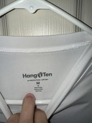 Men’s HANG TEN Sun T Shirt Size M White Stretch Long Sleeve Surf Beach Swim
