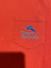 Tommy Bahama Hot Streak Casino Graphic Pocket T Shirt Red Small SP Cigar Dice Po