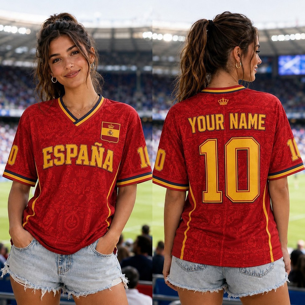 Custom Name Number Spain Soccer Jersey Men Women Shirt S-5XL