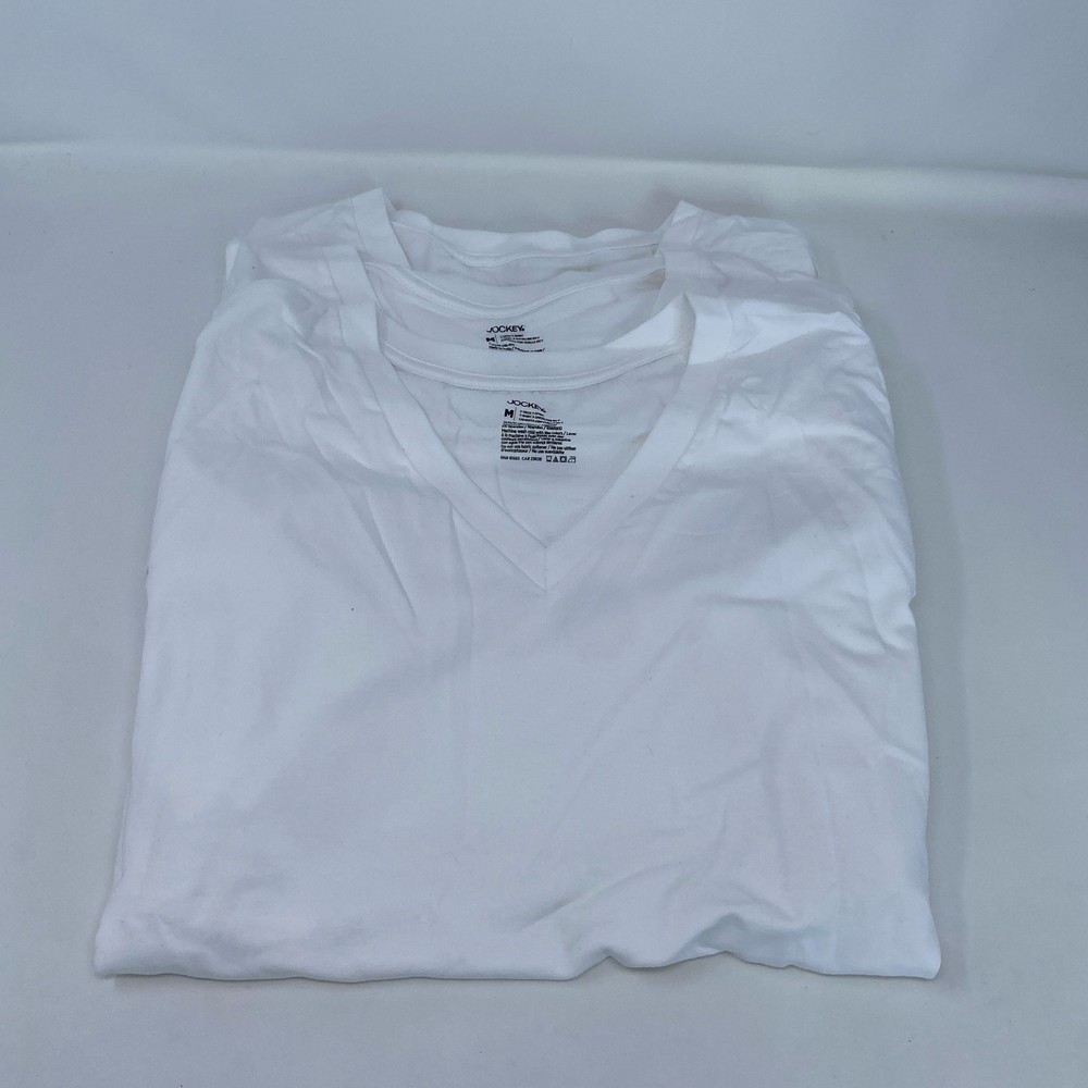 Jockey Cotton Stretch V-Neck Undershirts 3-Pack White M