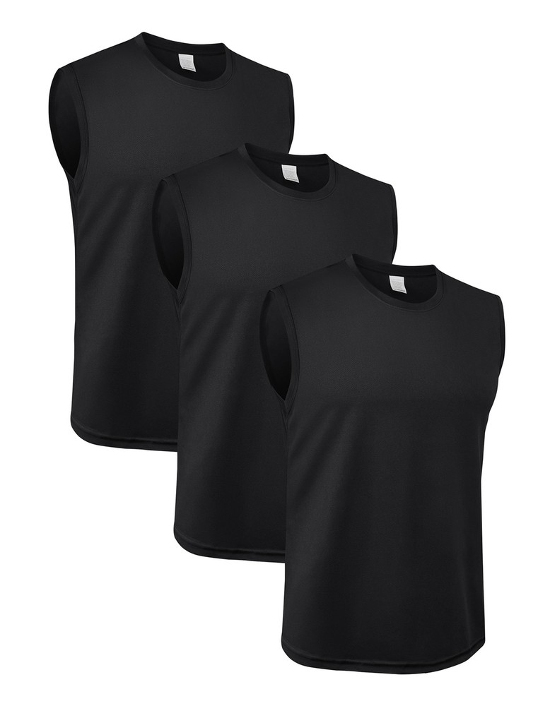 3Pack Men’s Sleeveless Shirts Quick Dry Tank Top Workout Fitness Gym Sport Beach