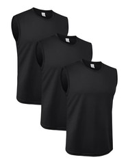 3Pack Men’s Sleeveless Shirts Quick Dry Tank Top Workout Fitness Gym Sport Beach